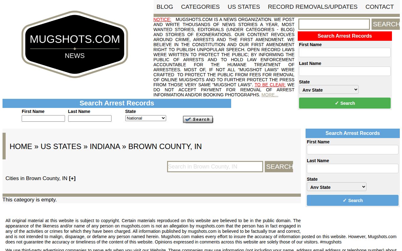 Brown County unofficial historical mugshot archive record page